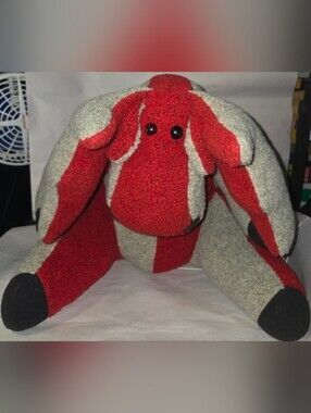 Maine Patchwork Co Fleece Gray & Burgundy Plush Patchwork "Tuffy" The Moose 22"